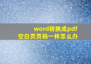 word转换成pdf空白页页码一样怎么办