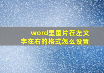 word里图片在左文字在右的格式怎么设置