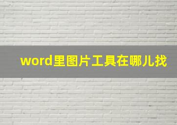 word里图片工具在哪儿找