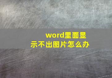 word里面显示不出图片怎么办