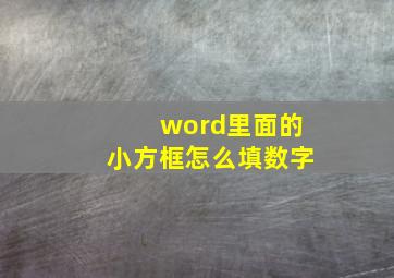 word里面的小方框怎么填数字