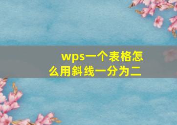 wps一个表格怎么用斜线一分为二