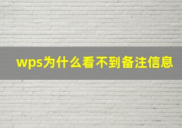 wps为什么看不到备注信息