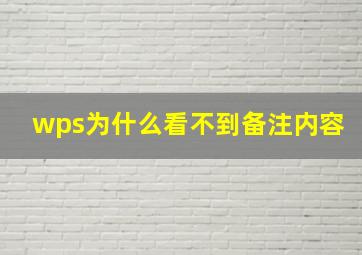 wps为什么看不到备注内容