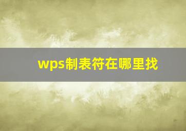 wps制表符在哪里找