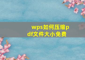 wps如何压缩pdf文件大小免费