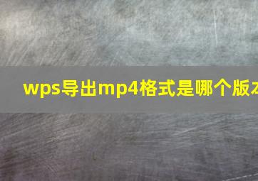 wps导出mp4格式是哪个版本