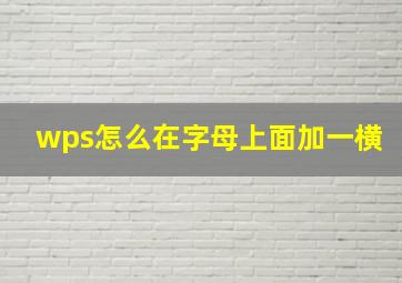 wps怎么在字母上面加一横