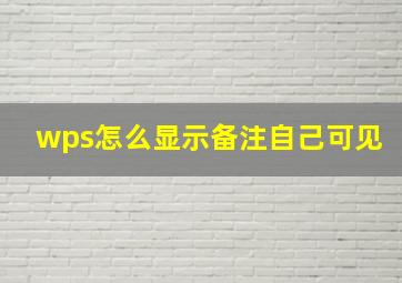 wps怎么显示备注自己可见