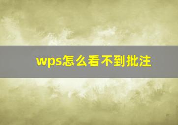 wps怎么看不到批注