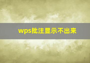 wps批注显示不出来