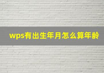 wps有出生年月怎么算年龄