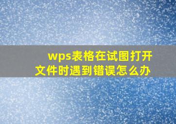 wps表格在试图打开文件时遇到错误怎么办