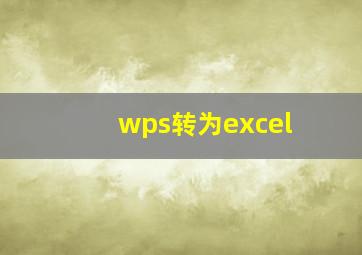 wps转为excel