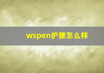 wspen护腰怎么样