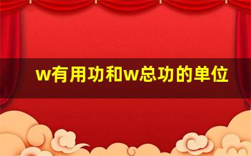 w有用功和w总功的单位