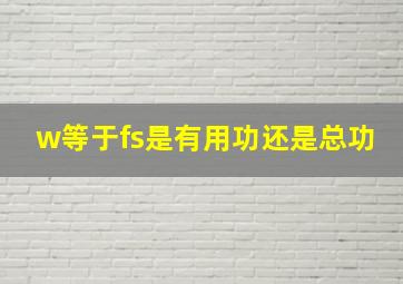 w等于fs是有用功还是总功