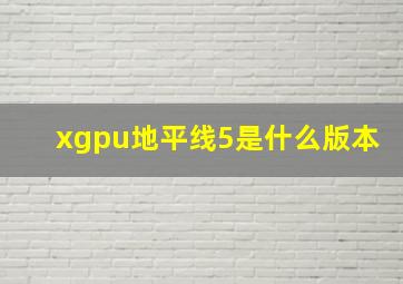 xgpu地平线5是什么版本