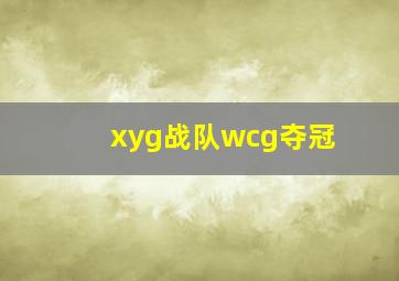 xyg战队wcg夺冠