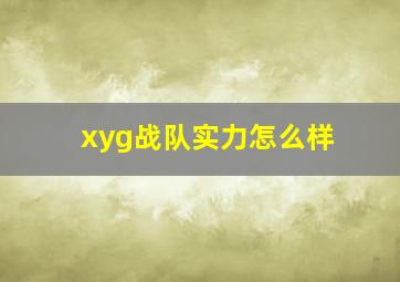 xyg战队实力怎么样