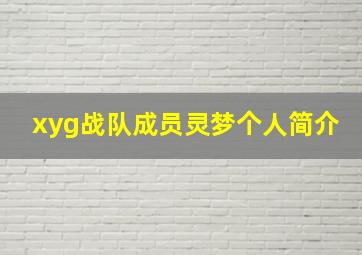 xyg战队成员灵梦个人简介