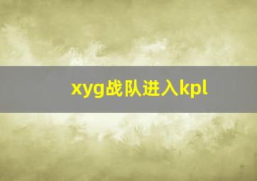 xyg战队进入kpl