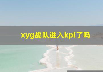 xyg战队进入kpl了吗