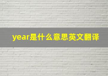 year是什么意思英文翻译