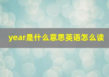 year是什么意思英语怎么读