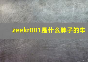 zeekr001是什么牌子的车