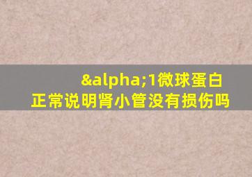 α1微球蛋白正常说明肾小管没有损伤吗