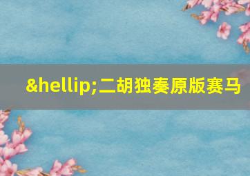 …二胡独奏原版赛马