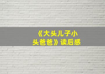 《大头儿子小头爸爸》读后感