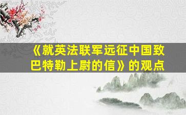 《就英法联军远征中国致巴特勒上尉的信》的观点