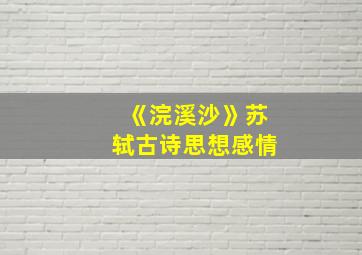 《浣溪沙》苏轼古诗思想感情