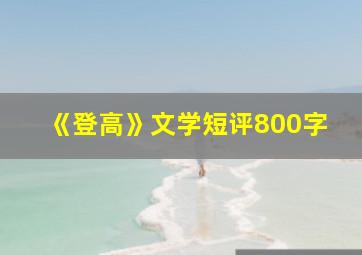 《登高》文学短评800字