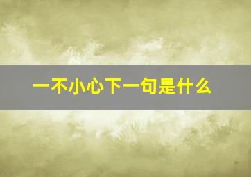 一不小心下一句是什么