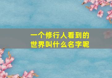 一个修行人看到的世界叫什么名字呢