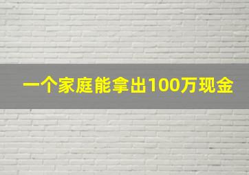 一个家庭能拿出100万现金