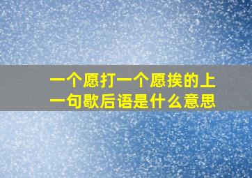 一个愿打一个愿挨的上一句歇后语是什么意思