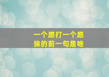 一个愿打一个愿挨的前一句是啥