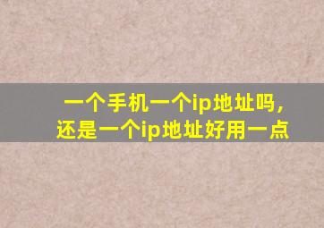 一个手机一个ip地址吗,还是一个ip地址好用一点