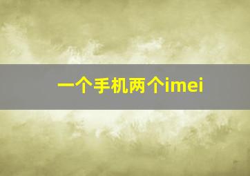 一个手机两个imei