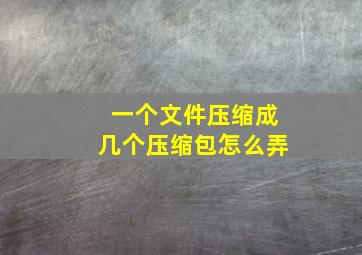 一个文件压缩成几个压缩包怎么弄