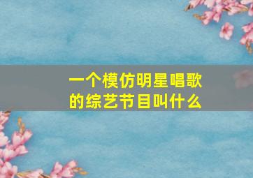 一个模仿明星唱歌的综艺节目叫什么