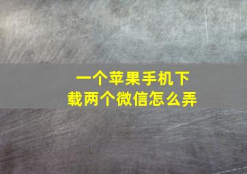 一个苹果手机下载两个微信怎么弄