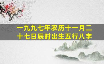 一九九七年农历十一月二十七日辰时出生五行八字