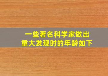 一些著名科学家做出重大发现时的年龄如下