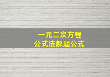 一元二次方程公式法解题公式