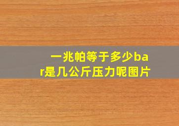 一兆帕等于多少bar是几公斤压力呢图片